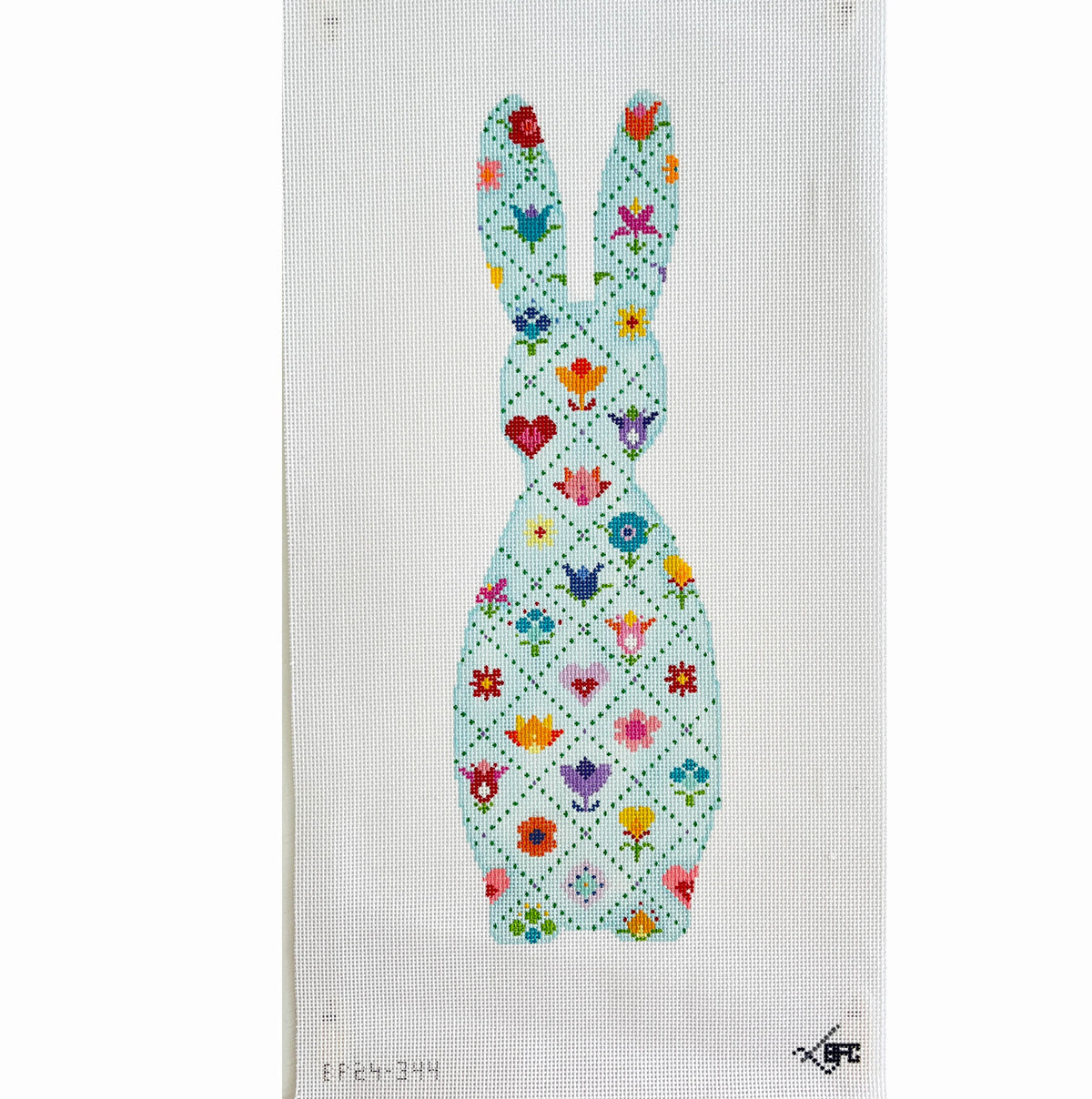 Blueberry Point Bunny Grid Needlepoint Canvas
