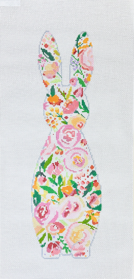 Blueberry Point Bunny Multi Floral Needlepoint Canvas