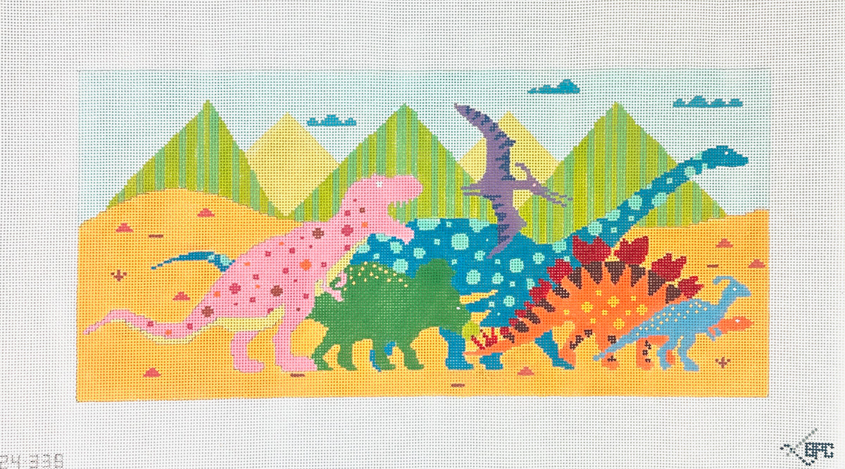 Blueberry Point Dinosaur Parade Needlepoint Canvas