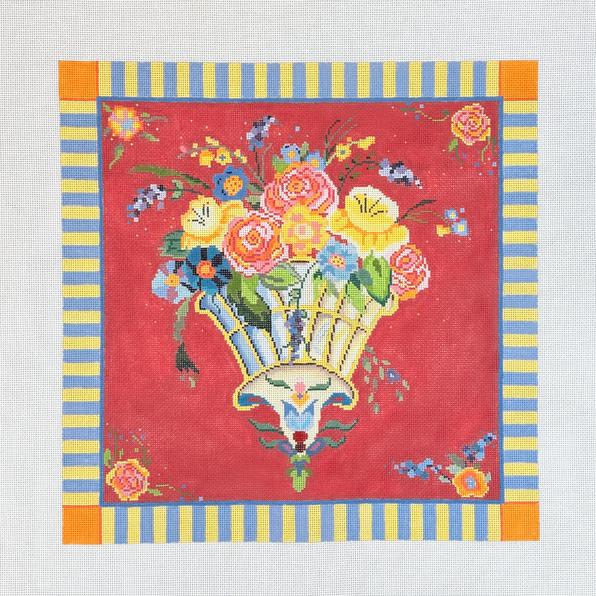 Blueberry Point Floral Bouquet Needlepoint Canvas