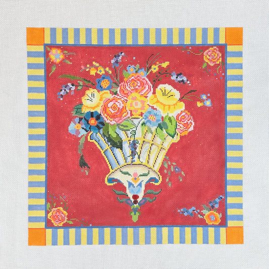 Blueberry Point Floral Bouquet Needlepoint Canvas