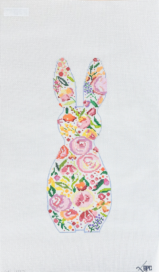 Blueberry Point Floral Bunny Needlepoint Canvas - Medium