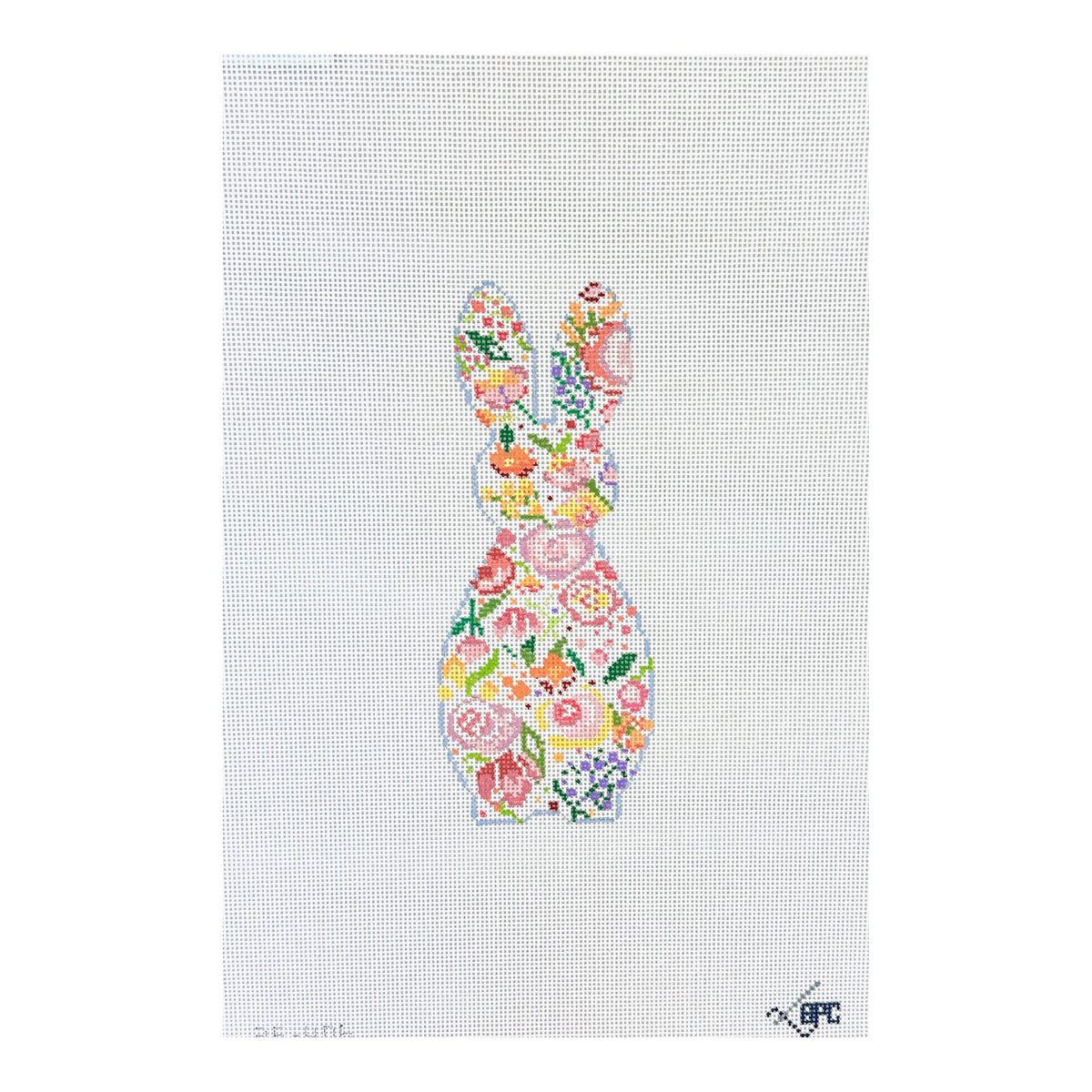 Blueberry Point Floral Bunny Needlepoint Canvas - Mini