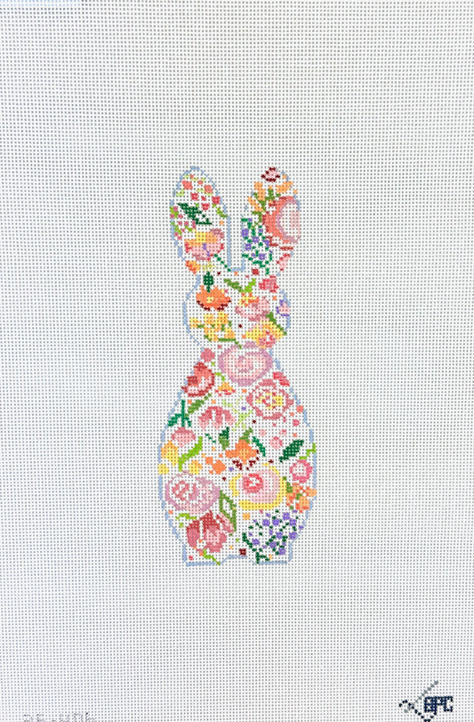 Blueberry Point Floral Bunny Needlepoint Canvas - Mini