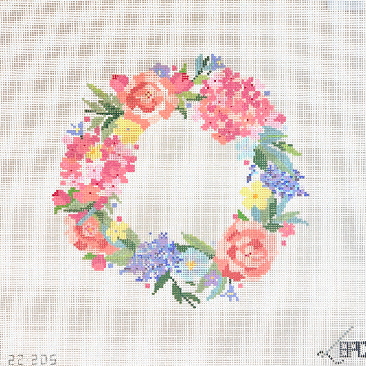Blueberry Point Floral Wreath Needlepoint Canvas