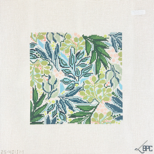 Blueberry Point Green Leaf Pattern Needlepoint Canvas