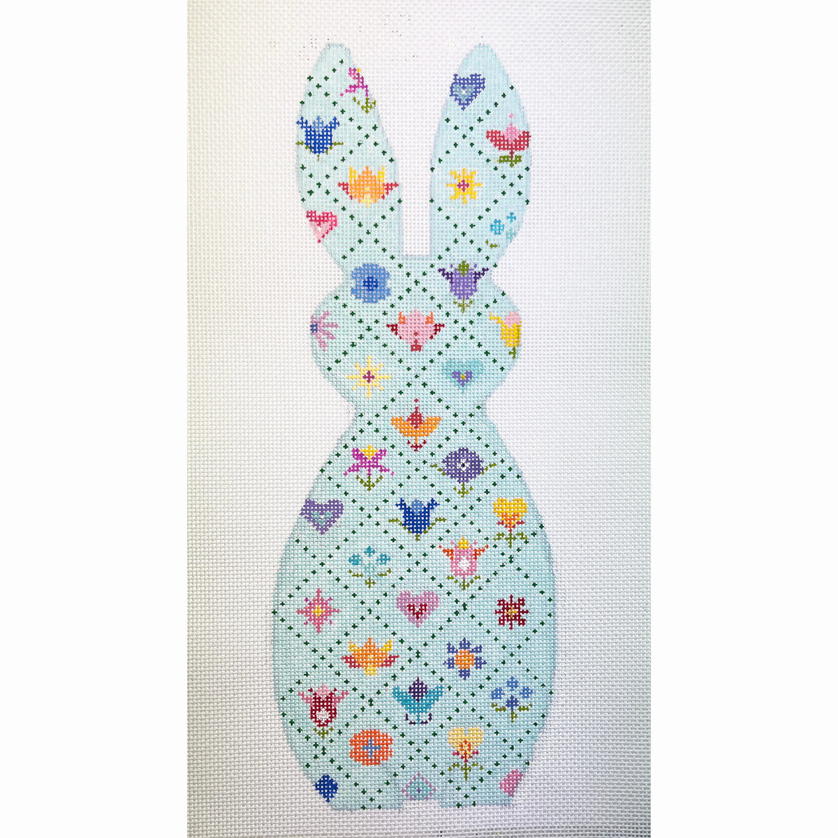 Blueberry Point Grid Bunny Needlepoint Canvas - Medium