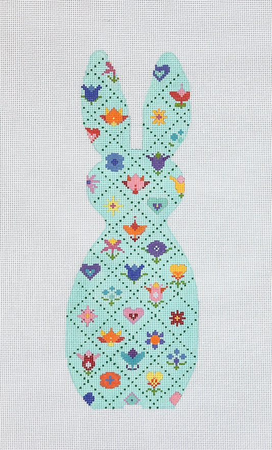 Blueberry Point Grid Bunny Needlepoint Canvas - Medium