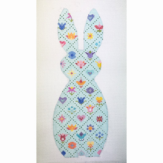 Blueberry Point Grid Bunny Needlepoint Canvas - Medium