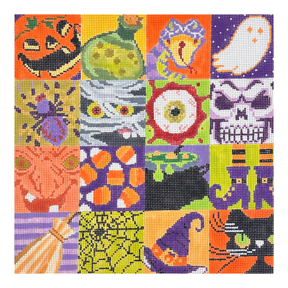 Blueberry Point Halloween Squares Needlepoint Canvas