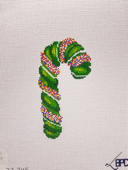 Blueberry Point Sprinkle Candy Cane Green Needlepoint Canvas