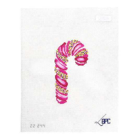 Blueberry Point Sprinkle Candy Cane Pink Needlepoint Canvas