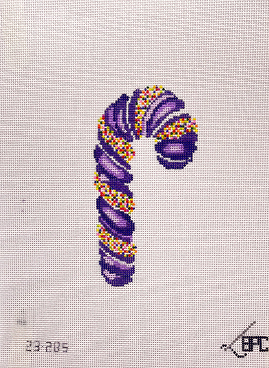 Blueberry Point Sprinkle Candy Cane Purple Needlepoint Canvas