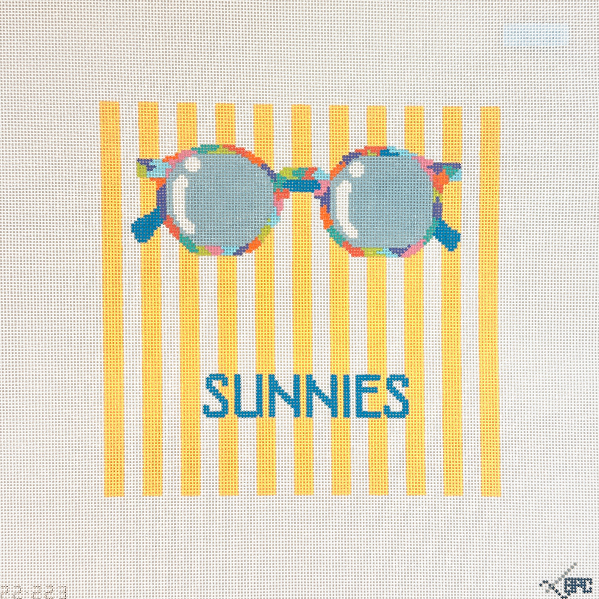 Blueberry Point Sunnies Yellow Stripe Eyeglass Case Needlepoint Canvas