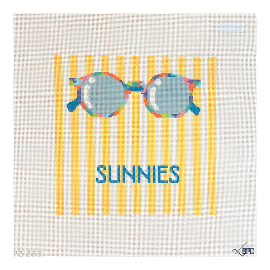 Blueberry Point Sunnies Yellow Stripe Eyeglass Case Needlepoint Canvas