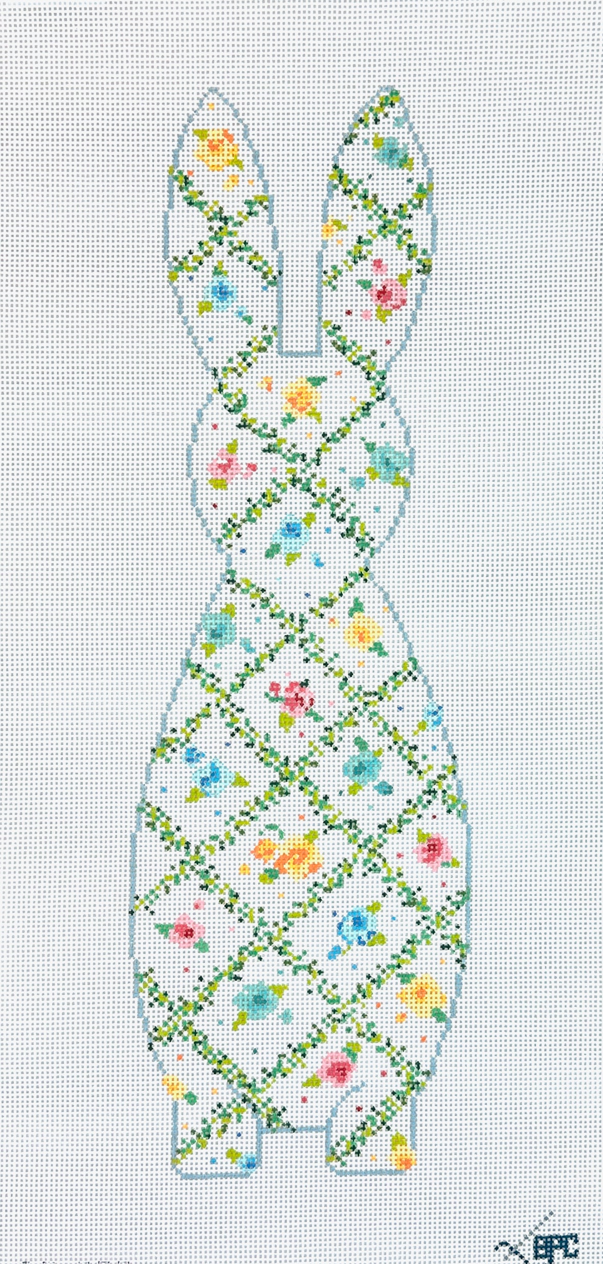 Blueberry Point Trellis Bunny Needlepoint Canvas