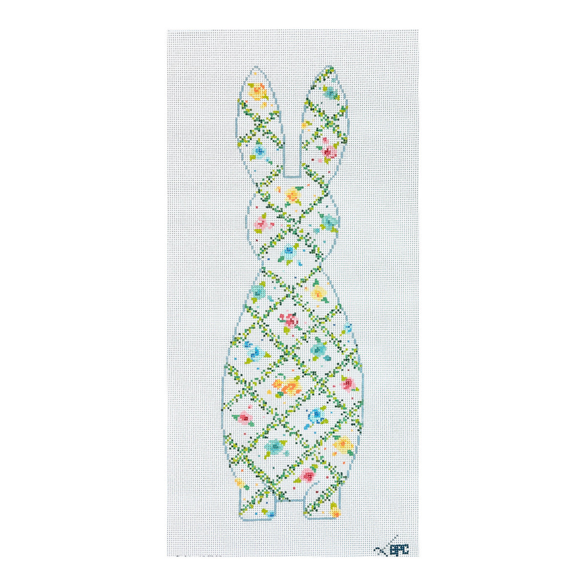 Blueberry Point Trellis Bunny Needlepoint Canvas