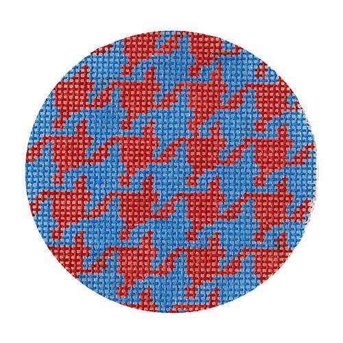 Kate Dickerson Needlepoint Collections Bright Disk Letter - Red & Bright Blue Houndstooth Needlepoint Canvas