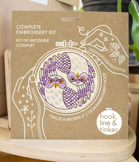 Hook Line and Tinker Embroidery Kits - Burrowing Owls Complete Embroidery Kit