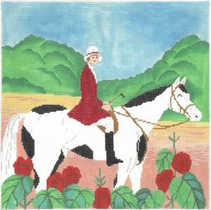 The Meredith Collection Vintage Girl On Horse Needlepoint Canvas