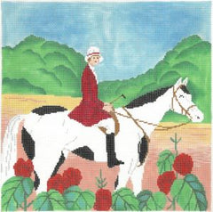 The Meredith Collection Vintage Girl On Horse Needlepoint Canvas