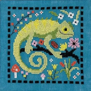 Tiny Modernist Chameleon Cross Stitch Pattern