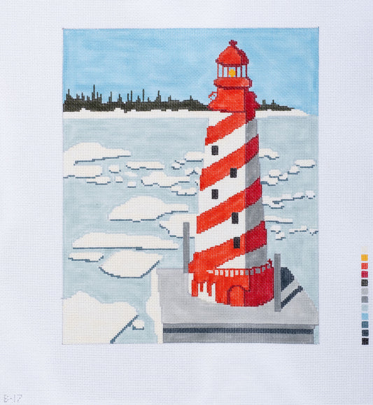 Changing Woman Designs Michigan Lighthouse Winter Needlepoint Canvas