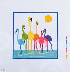 Changing Woman Designs Rainbow Flamingos Needlepoint Canvas