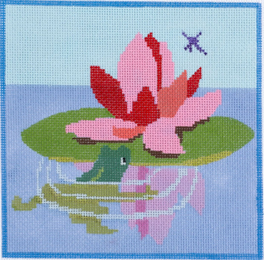 Changing Woman Designs Water Lily and Frog Needlepoint Canvas