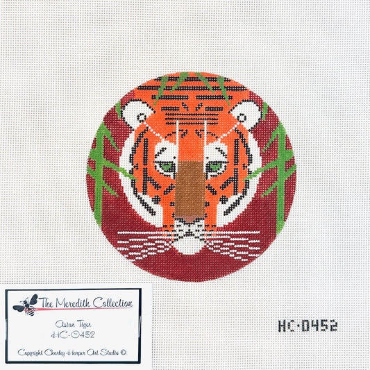 Charley Harper Asian Tiger Round Needlepoint Canvas