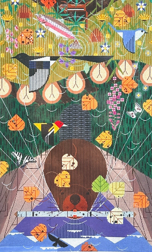 Charley Harper Rocky Mountains Needlepoint Canvas