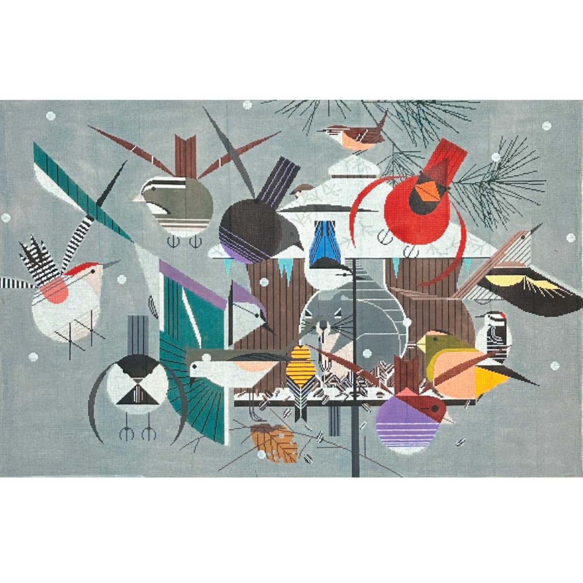 Charley Harper Winter Needlepoint Canvas