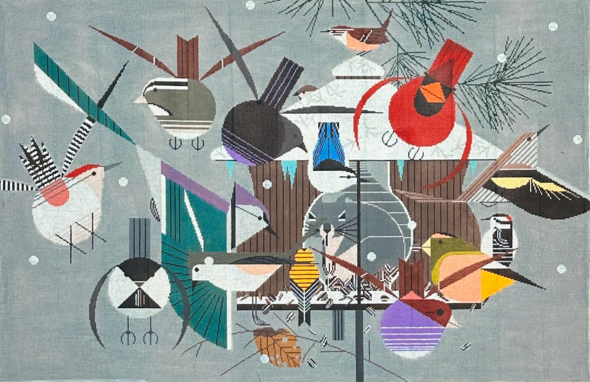 Charley Harper Winter Needlepoint Canvas