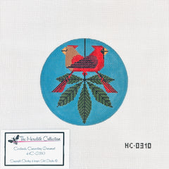 Charley Harper Cardinals Consorting Round Needlepoint Canvas