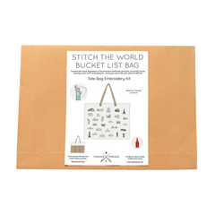 Chasing Threads Stitch The World Bucket List Tote Bag Embroidery Kit