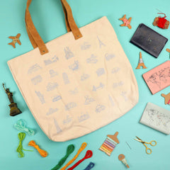 Chasing Threads Stitch The World Bucket List Tote Bag Embroidery Kit