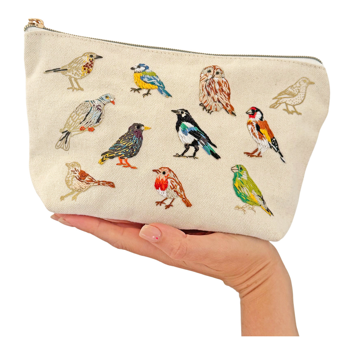 Chasing Threads Stitch Your Birds Zip Pouch Embroidery Kit