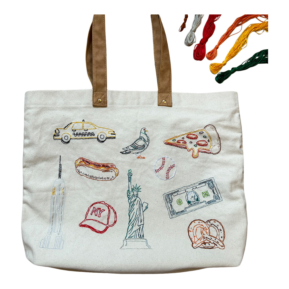 Chasing Threads Stitch Your City New York City Tote Bag Embroidery Kit
