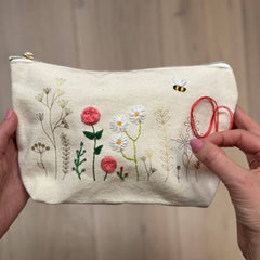 Chasing Threads Stitch Your Flowers Zip Pouch Floral Embroidery Kit