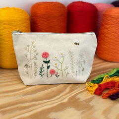 Chasing Threads Stitch Your Flowers Zip Pouch Floral Embroidery Kit