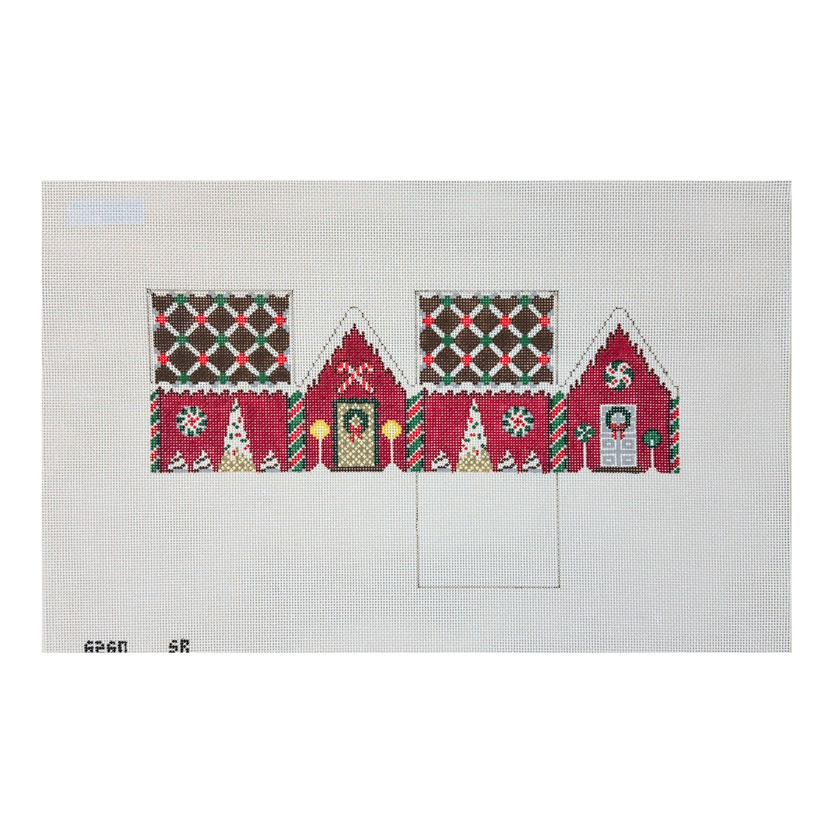 Susan Roberts Needlepoint Chocolate Trellis Red Velvet Gingerbread House Needlepoint Canvas