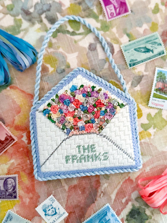Coco Frank Love Letters Pink Needlepoint Canvas