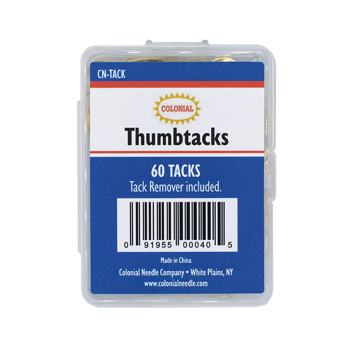 Colonial Needle Co Brass Thumbtacks - Package of 60 with Remover