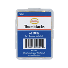Colonial Needle Co Brass Thumbtacks - Package of 60 with Remover