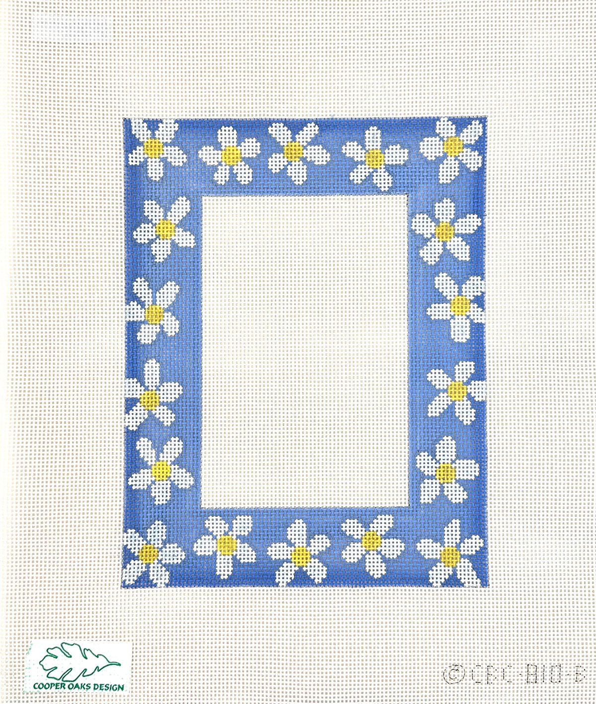 Cooper Oaks Design Christine Beckwith Clark Blue Daisy Frame Needlepoint Canvas