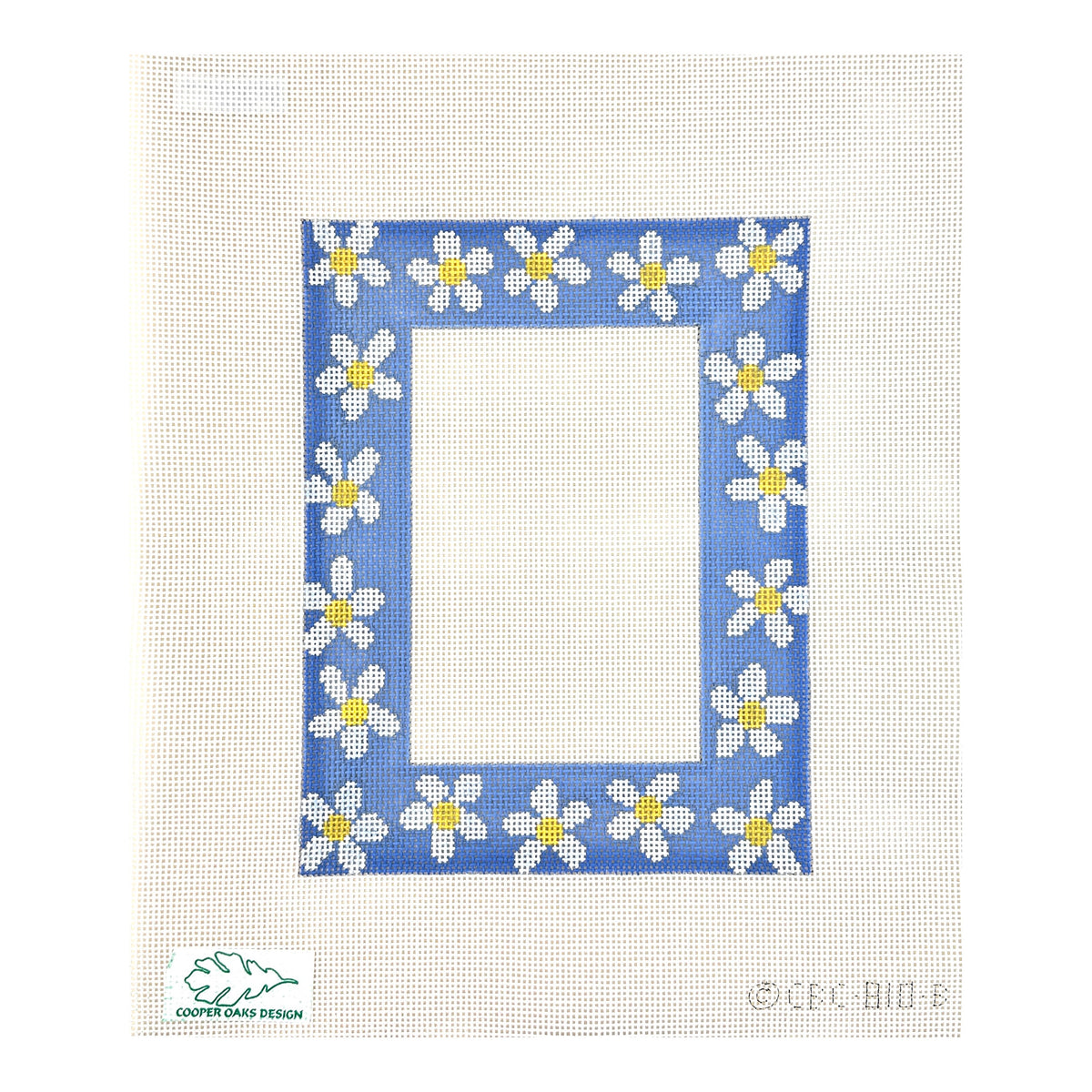 Cooper Oaks Design Christine Beckwith Clark Blue Daisy Frame Needlepoint Canvas