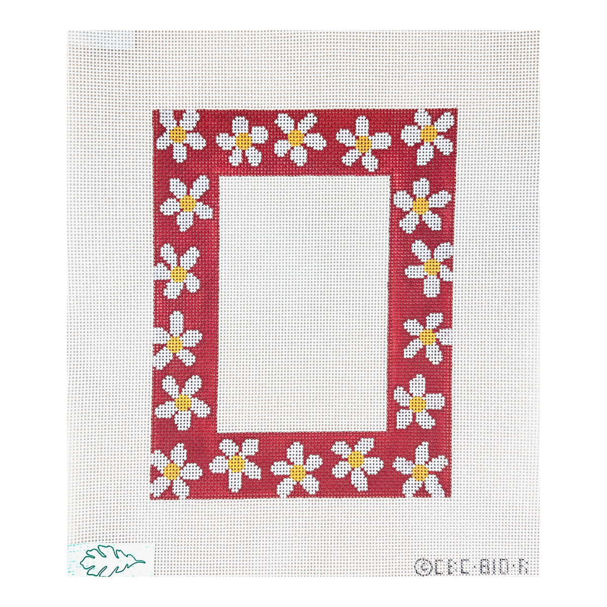 Cooper Oaks Design Christine Beckwith Clark Red Daisy Frame Needlepoint Canvas