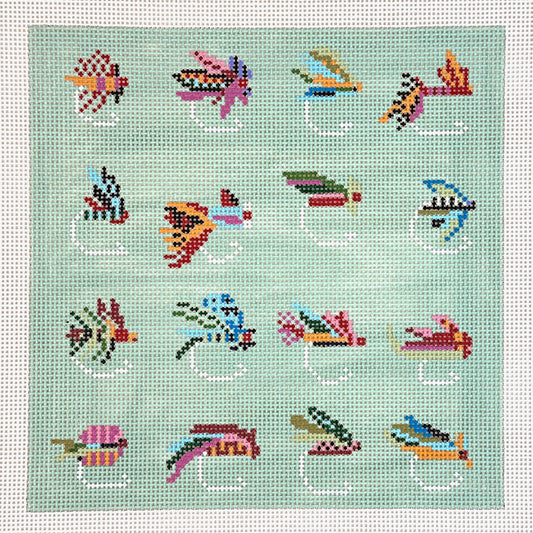 Cooper Oaks Design Kaley Alie Trout Flies Needlepoint Canvas