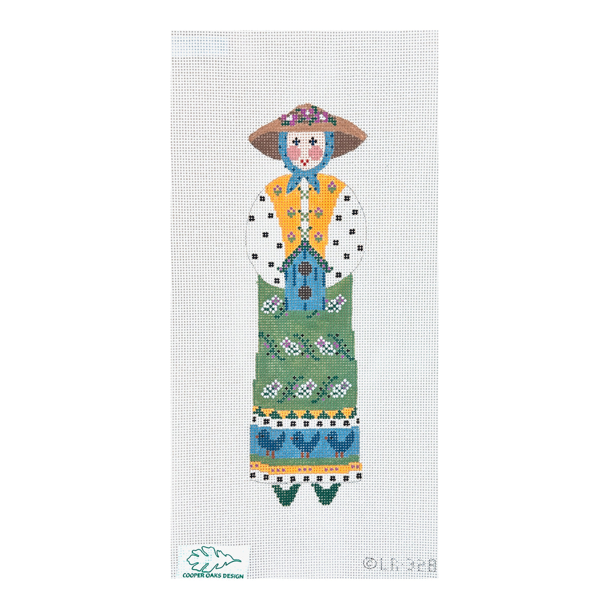 Cooper Oaks Design Linda Ragno Birdhouse Lady Ornament Needlepoint Canvas - 13M
