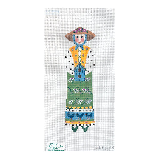 Cooper Oaks Design Linda Ragno Birdhouse Lady Ornament Needlepoint Canvas - 13M